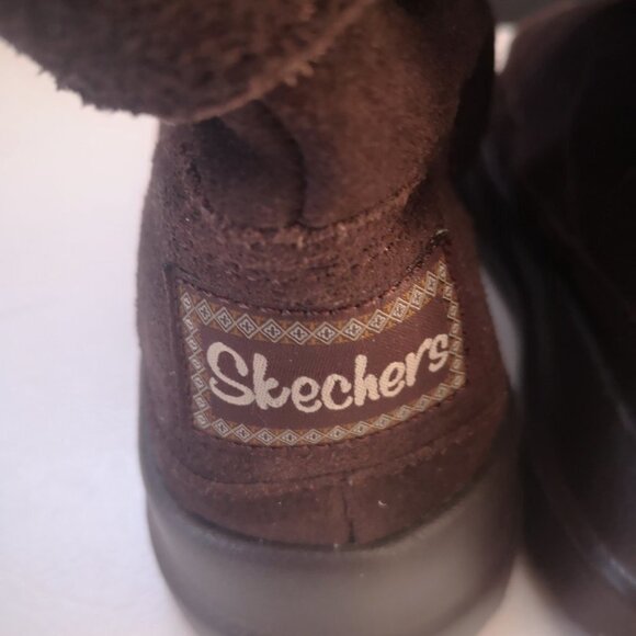 Skechers Ladies Dark Brown Leather Upper with Faux Fur Boots - Picture 6 of 9